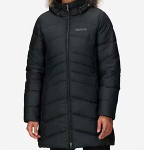 Marmot Charcoal Hooded Long Puffer Jacket